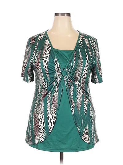 Pre-owned Unbranded Short Sleeve Blouse In Green