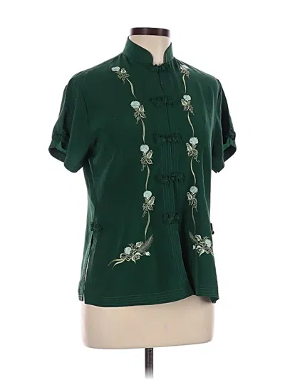 Pre-owned Unbranded Short Sleeve Blouse In Green
