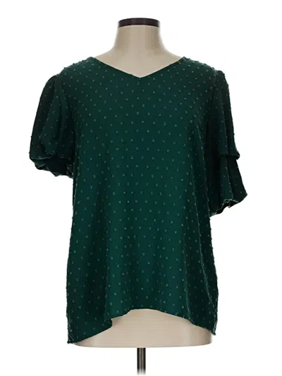 Pre-owned Unbranded Short Sleeve Blouse In Green