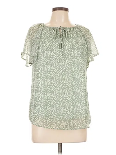 Pre-owned Unbranded Short Sleeve Blouse In Green
