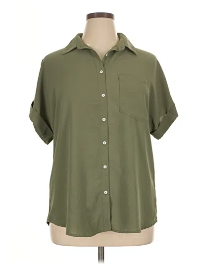 Pre-owned Unbranded Short Sleeve Blouse In Green