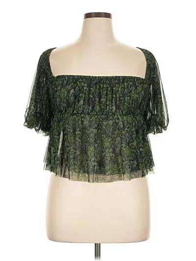 Pre-owned Unbranded Short Sleeve Blouse In Green