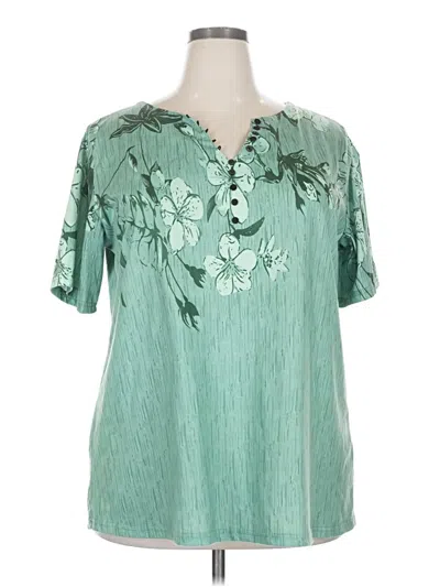Pre-owned Unbranded Short Sleeve Blouse In Green