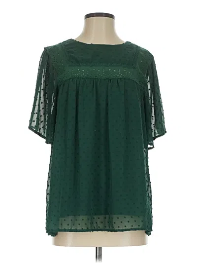 Pre-owned Unbranded Short Sleeve Blouse In Green