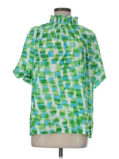 Pre-owned Unbranded Short Sleeve Blouse In Green