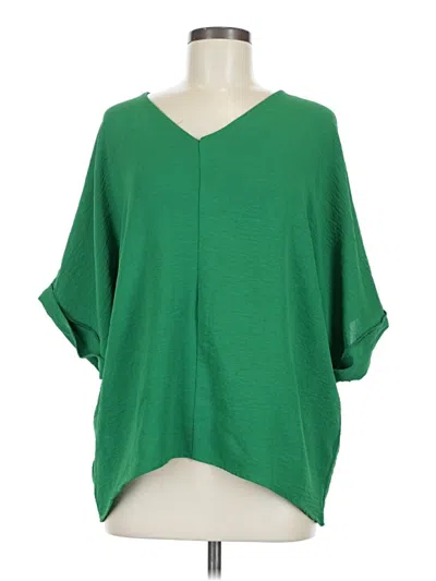 Pre-owned Unbranded Short Sleeve Blouse In Green