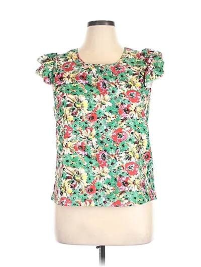 Pre-owned Unbranded Short Sleeve Blouse In Green