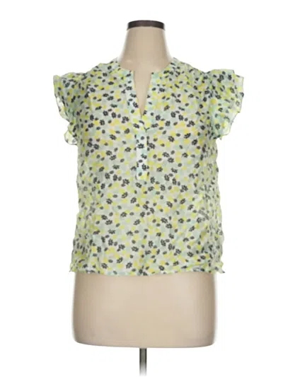 Pre-owned Unbranded Short Sleeve Blouse In Green