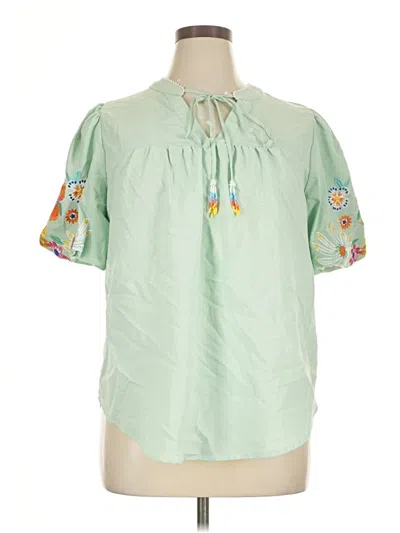 Pre-owned Unbranded Short Sleeve Blouse In Green