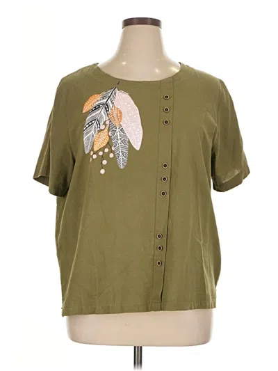 Pre-owned Unbranded Short Sleeve Blouse In Green