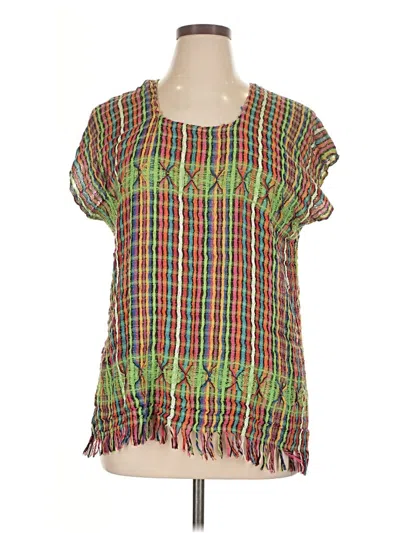 Pre-owned Unbranded Short Sleeve Blouse In Green