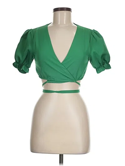 Pre-owned Unbranded Short Sleeve Blouse In Green