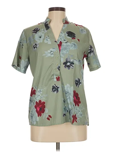 Pre-owned Unbranded Short Sleeve Blouse In Green