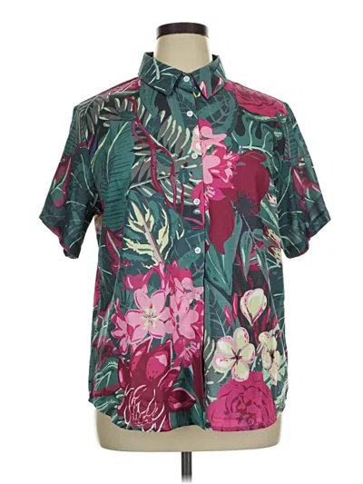 Pre-owned Unbranded Short Sleeve Blouse In Green