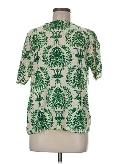 Pre-owned Unbranded Short Sleeve Blouse In Green
