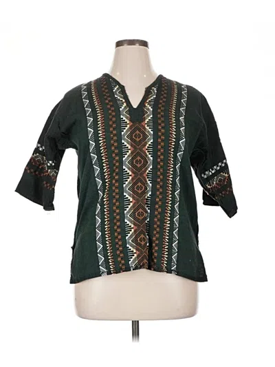 Pre-owned Unbranded Short Sleeve Blouse In Green