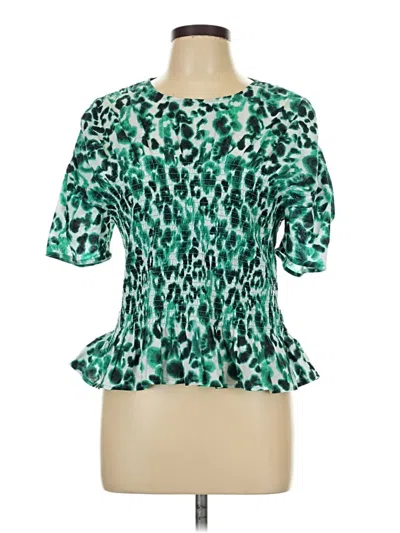 Pre-owned Unbranded Short Sleeve Blouse In Green