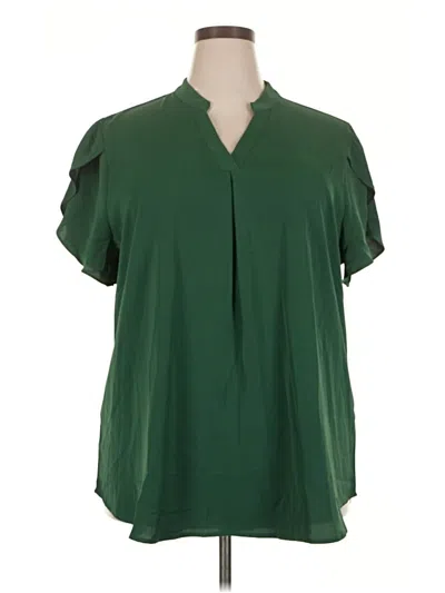Pre-owned Unbranded Short Sleeve Blouse In Green