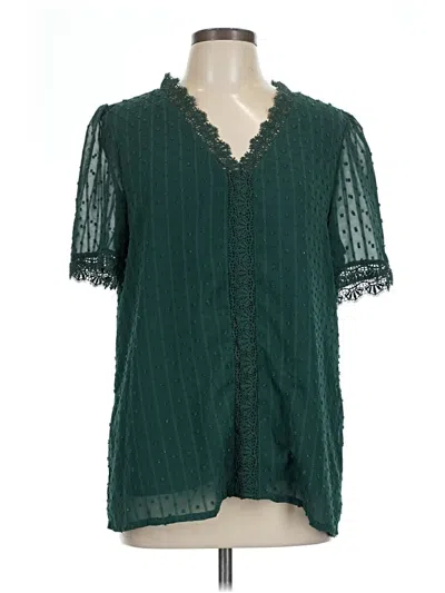 Pre-owned Unbranded Short Sleeve Blouse In Green