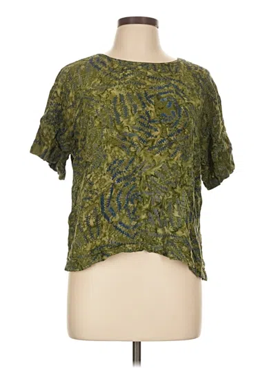 Pre-owned Unbranded Short Sleeve Blouse In Green