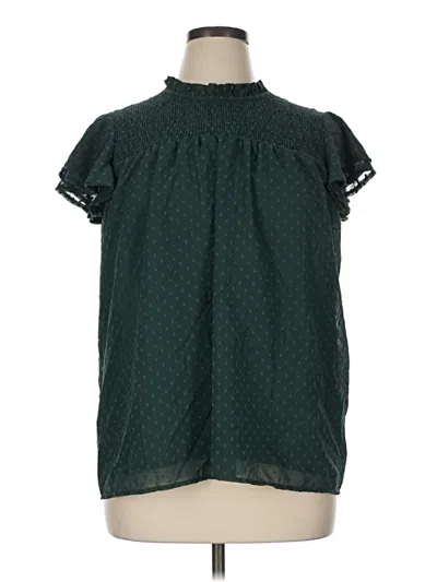 Pre-owned Unbranded Short Sleeve Blouse In Green