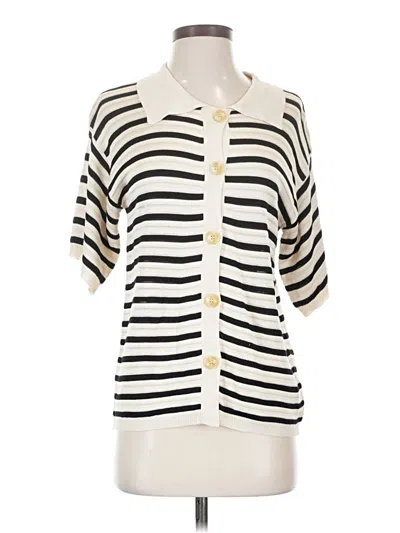 Pre-owned Unbranded Short Sleeve Blouse In Ivory