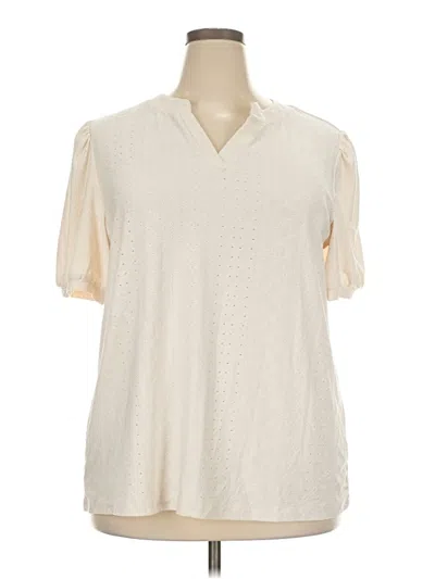 Pre-owned Unbranded Short Sleeve Blouse In Ivory