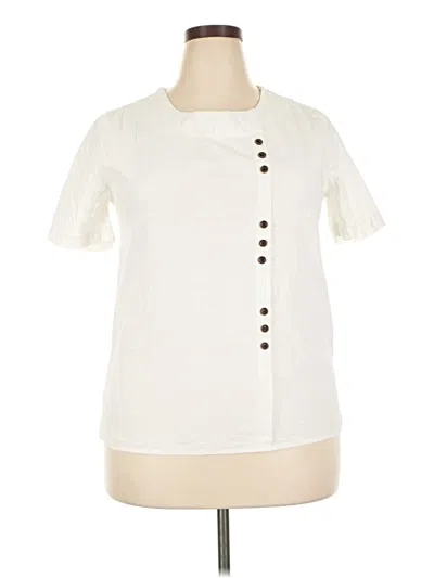 Pre-owned Unbranded Short Sleeve Blouse In Ivory