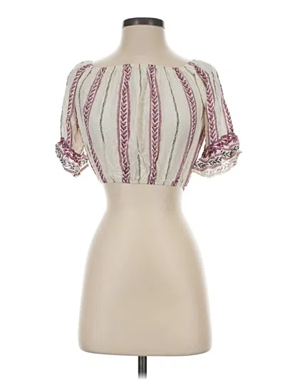 Pre-owned Unbranded Short Sleeve Blouse In Ivory