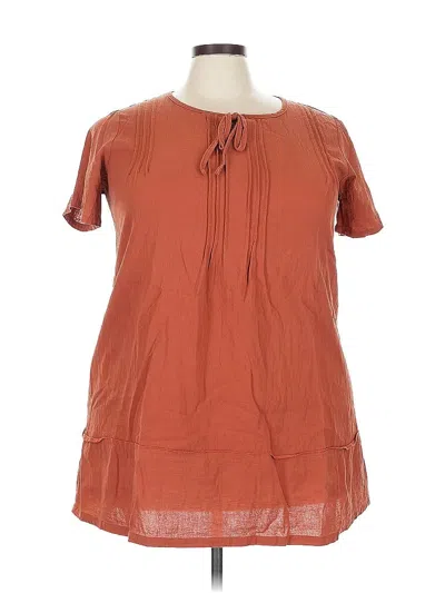 Pre-owned Unbranded Short Sleeve Blouse In Orange