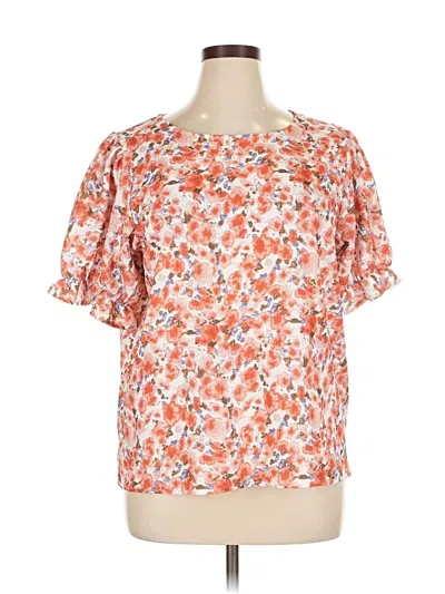 Pre-owned Unbranded Short Sleeve Blouse In Orange