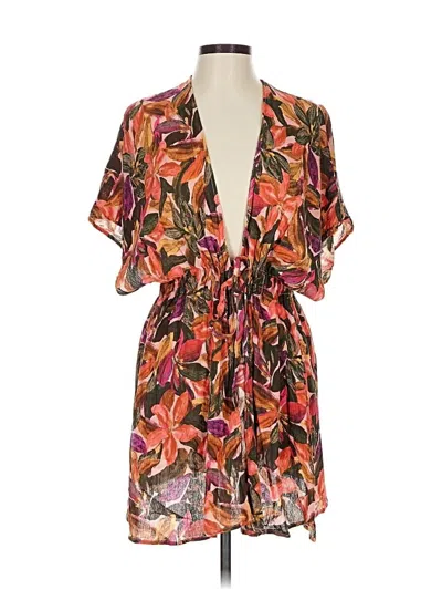 Pre-owned Unbranded Short Sleeve Blouse In Orange