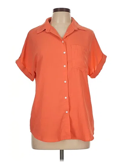 Pre-owned Unbranded Short Sleeve Blouse In Orange