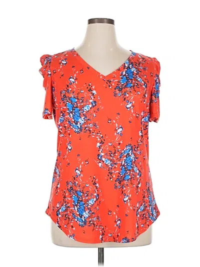 Pre-owned Unbranded Short Sleeve Blouse In Orange