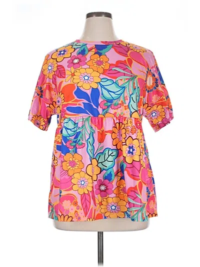 Pre-owned Unbranded Short Sleeve Blouse In Orange