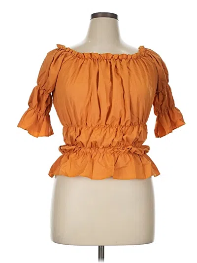 Pre-owned Unbranded Short Sleeve Blouse In Orange