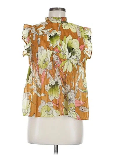 Pre-owned Unbranded Short Sleeve Blouse In Orange