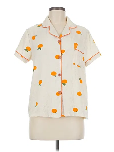 Pre-owned Unbranded Short Sleeve Blouse In Orange