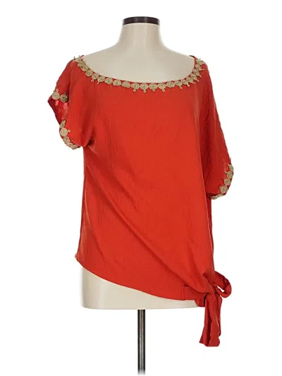 Pre-owned Unbranded Short Sleeve Blouse In Orange