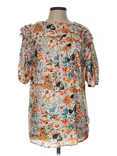 Pre-owned Unbranded Short Sleeve Blouse In Orange