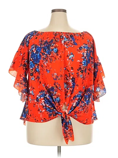 Pre-owned Unbranded Short Sleeve Blouse In Orange