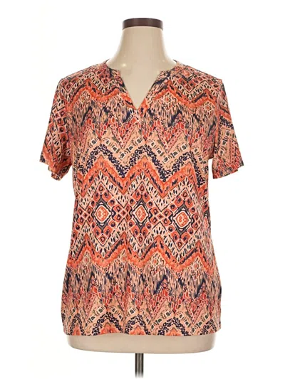 Pre-owned Unbranded Short Sleeve Blouse In Orange