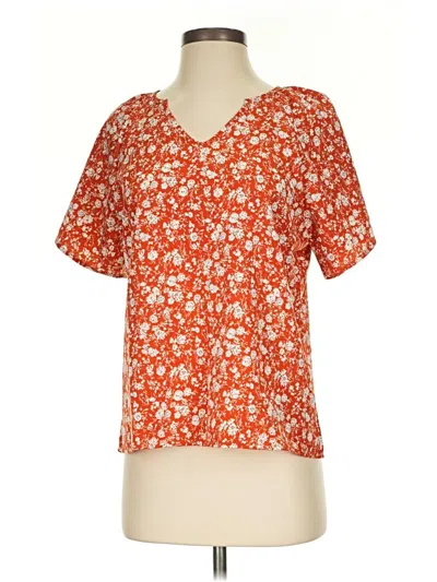 Pre-owned Unbranded Short Sleeve Blouse In Orange