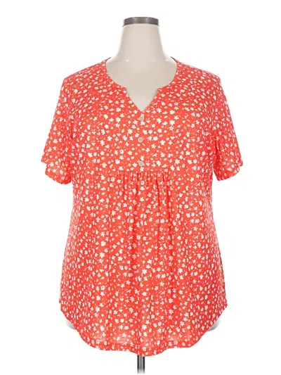 Pre-owned Unbranded Short Sleeve Blouse In Orange