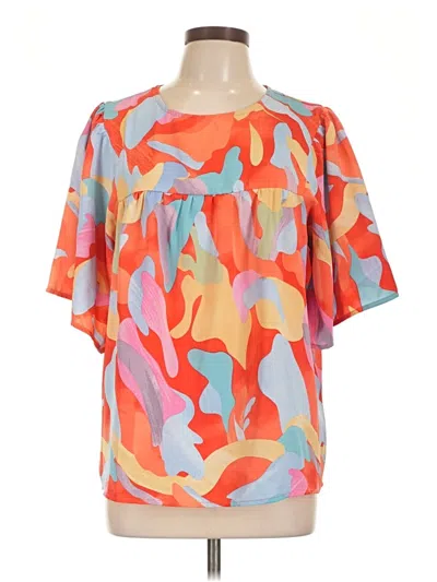 Pre-owned Unbranded Short Sleeve Blouse In Orange