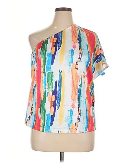 Pre-owned Unbranded Short Sleeve Blouse In Orange