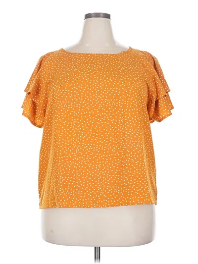 Pre-owned Unbranded Short Sleeve Blouse In Orange