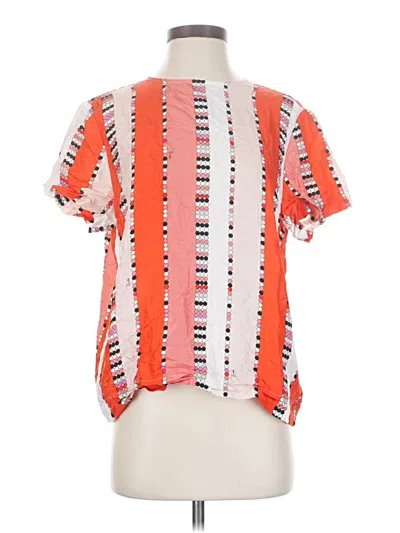 Pre-owned Unbranded Short Sleeve Blouse In Orange