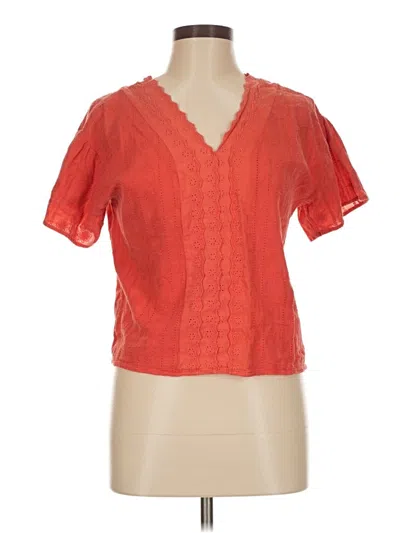Pre-owned Unbranded Short Sleeve Blouse In Orange