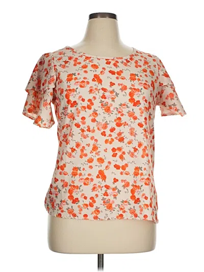 Pre-owned Unbranded Short Sleeve Blouse In Orange